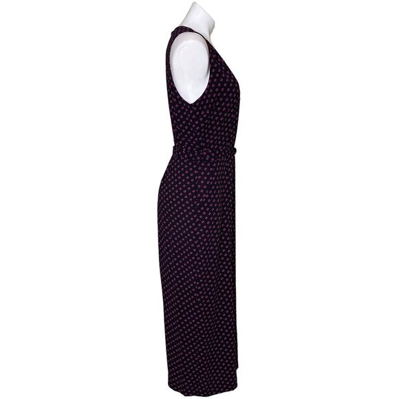 MICHAEL Michael Kors NWT $155 Dot Print Cropped Jumpsuit, Black Fuchsia Size 12 - Picture 6 of 14